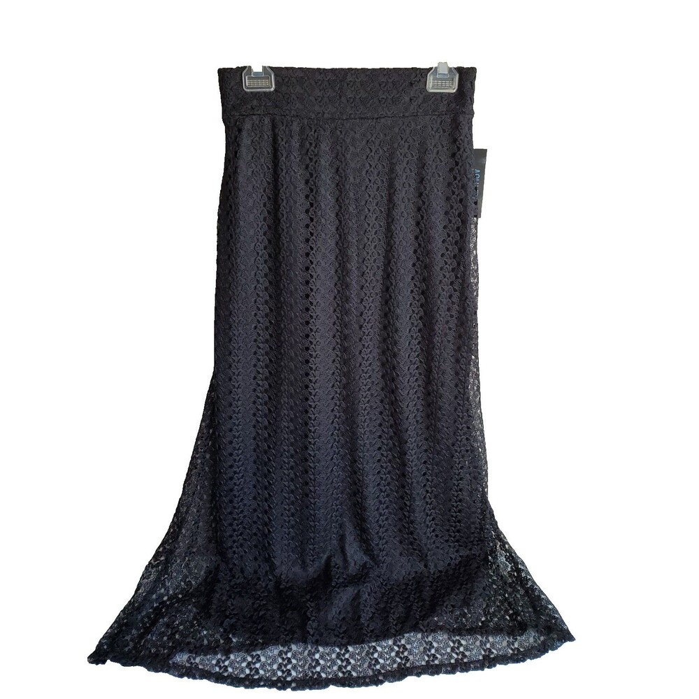 Ashley Blue Black Lace Maxi Skirt Witchy Romantic Darkcottage Bohogoth M